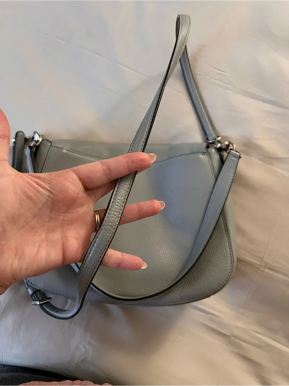 Kate Spade New York Gray Pebbled Leather Convertible Shoulder & Crossbody Bag